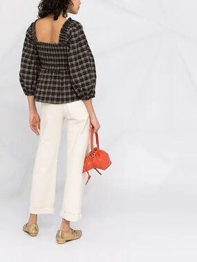 GANNI puff-sleeve blouse
